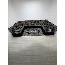 Bakırözü Home 30 cm Yüksek Minderli Otantik Şark Köşesi Takımı Lacivert Yahyalı Modeli 15 Parça