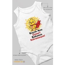 Morivo Kids Küçük Ama Cesur Babamın Kahramanıyım Sıfır Kollu Bebek Zıbını %100 Pamuk