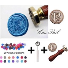Retro Mektup Mühürü Damga P Harfi + 30 Adet Mühür Mumu + Eritme Kaşığı