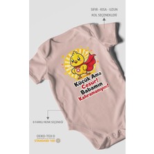 Morivo Kids Küçük Ama Cesur Babamın Kahramanıyım Kısa Kollu Bebek Body %100 Pamuk