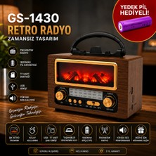 farissu Zamanı Durduran GS-1430 Şömine Efektli Retro Radyo(Yedek Pil Hediyeli)