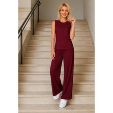 Nake Butik Sıfır Kol Üst ve Geniş Paça Pantolon Ikili Takım