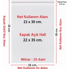 Çeliker 22X30+5 CM.(22X35) 25 Adet Şeffaf Bantlı Yapışkanlı Jelatin Poşet