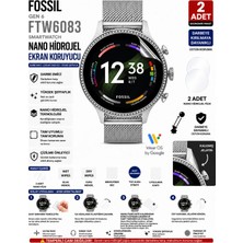 onlinekordon Fossil Gen 6 FTW6083 42 mm Akıllı Saat Uyumlu Şeffaf Nano Hidrojel Ekran Koruyucu 2 Adet Darbe Emici Tpu Film
