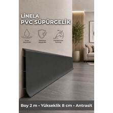 Agk Linela Pvc Süpürgelik 8 cm Antrasit 2 M Yapıştırmalı Suya Dayanıklı Kalın Profil LNL415