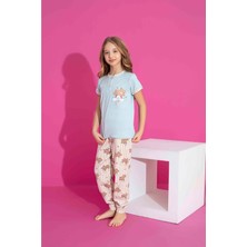 Gültekin Bebe Tarık 2-6 Yaş Kız Çocuk Rainbow Pijama Takımı 2981185 - Mavi