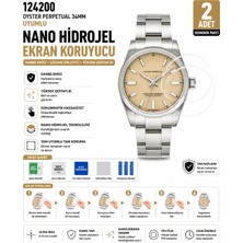onlinekordon Rolex Oyster Perpetual 34MM 124200 Beige Dial Uyumlu Nano Hidrojel Ekran Koruyucu 2 Adet Darbe Emici Tpu Film