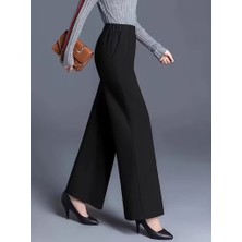 Efnaz Style Kadın Yüksek Bel Önü Nervürlü Paçaya Doğru Geniş Ithal Krep Pantolon