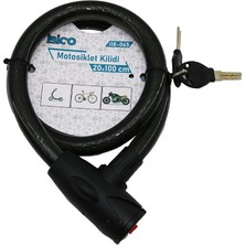 Anahtarlı Aç-Kapa Kilit Kapaklı Motor - Bisiklet Kilit Çelik Tel Siyah Şeffaf Kılıf 20MMX100CM