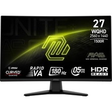 MSI Yenilenmiş 27" Mag 274CQF 2560X1440(WQHD) Curve 1500R Rapıd Va 180HZ 0.5ms(gtg) Adaptıve-Sync Gamıng Monitör