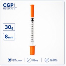 cgp medikal can güven park 0,5cc 30G 8mm Süper Ince Vet. Enjektör 20 Adet Inisülin