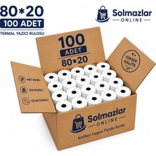 80X20 Termal Pos Rulosu 100 Adet Yazarkasa Fiş Kağıdı Solmazlar Online