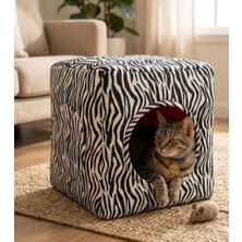Petzen Bio Sand Biosand Pati Desenli Üç Fonksiyonlu Kedi Yatağı Zebra De Zebra