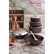 EVREN MUTFAK 9 Parça Black(Siyah) Kare Tencere Seti (Çelik Kapaklı)
