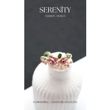Serenity Mineli Çiçekli Gold Kaplama YÜZÜK01