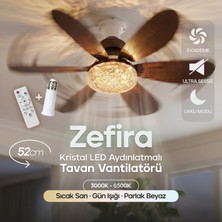 Feny F84 Tavan Vantilatörü LED Aydınlatmalı Kumandalı 3 Renk Sessiz 6 Kanatlı 3 Kademe Hız Ahşap Renk Fan