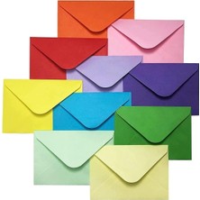 Hobialem 10 Adet, Renkli Zarf, 7x9 Cm, Renkli Mini Zarflar Karışık Renklerde, Kartvizit Zarfı