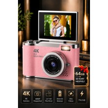 Seyutech 4K Dijital Fotoğraf Makinesi 48MP Flip Ekranlı 8x Zoom Flaşlı 64GB Sd Kart Hediyeli Selfie Video Vlog Kamerası