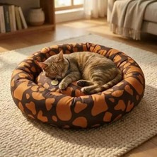 Petzen Bio Sand Zürafa Desenli Simit Kedi Yatağı