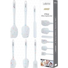 Valletta Drongo 6'li Spatula Set Beyaz Renkli Noktalı