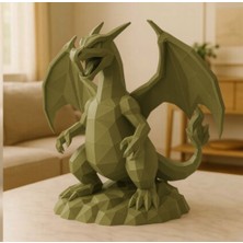 Sepetzone 3D Baskı Low Poly Ejderha Figürü - Dekoratif Ejderha Heykeli - Masaüstü Biblo
