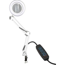 Akrobat Hareketli, 3 Diopter, Büyüteçli LED Işıklı Masa Çalışma Lambası, Mengeneli, Katlan