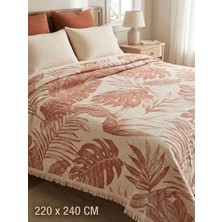 Livoras Home Müslin 220 x 240CM Çift Kişilik Pike / Yatak Örtüsü ( Tarçın - Krem)