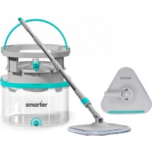 Smarter Aqua Max Özel Seri Temiz & Kirli Suyu Ayırma Çift Kova Üçgen Aparat Temizlik Seti Mop