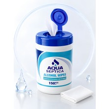 Aquaseptica %70 Alkollü Mendil 150 Adet 14X16 cm Gündelik Hijyen Mendili Alkol Pedleri Çok Amaçlı Steril Telefon Klavye Ekarn Cilt Temizleme Mendili Swap
