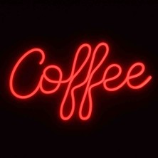 Coffee Yazılı Neon LED Duvar Lambası – Büyük Boy (40X23 Cm), Kırmızı Renk, Duvara Monte & Adaptörlü