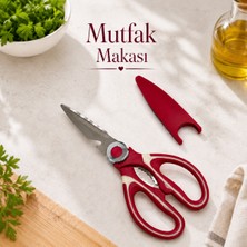 Çok Amaçlı Kapaklı Mutfak Makası Paslanmaz Çelik Et Balık Tavuk Sebze Makası Şişe Açacağı Ceviz Kıracağı Antrasit Sariva Home