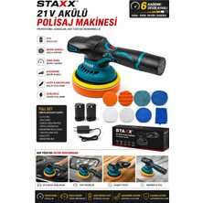 Staxx Power 21V Akülü Polisaj Makinesi 6 Kademe Devir Ayarlı  Çift Akülü Oto Pasta Cila & Boya Parlatma Full Set
