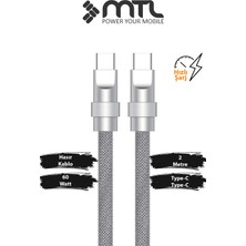 Mtl 60W Type-C To Type-C Pd Turbo Şarj Spiral Sarmal Naylon Örgü Data ve Şarj Kablosu 2 Metre MT2461