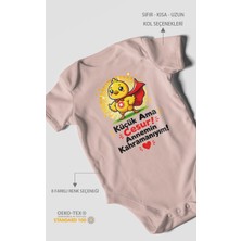 Morivo Kids Küçük Ama Cesur Annemin Kahramanıyım Kısa Kollu Bebek Body %100 Pamuk