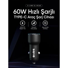 S-Link SL-AC60 60W Pd 3.0 Pd 30W + PD30W Siyah Araç Şarj Cihazı