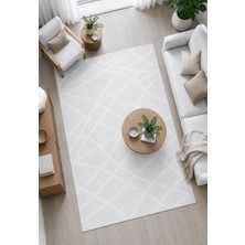 Halı Sepeti Modern Sisal 8002 Beyaz Leke Tutmayan Kaymaz Taban Salon Mutfak Koridor Balkon Halısı