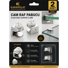 Karapolat Cam Raf Pabucu Metal Cam Raf Tutucu Etejer Kelepçesi Vidalı Krom 2 Adet