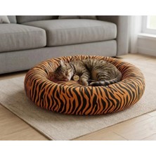 Petzen Bio Sand Kaplan Desenli Simit Kedi Köpek Yatağı  50 cm