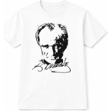 Dükkan Artı Atatürk Baskılı Tişört - Beyaz