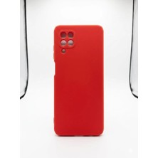 Camkapak Aksesuar Samsung Galaxy A 12 Kırmızı Silikon Kılıf Modeli