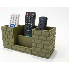 Sepetzone **3d Baskı Tuğla Desenli Televizyon ve Klima Kumanda Tutucu - 3'lü Tv & Oyun Kumandası Organizeri**