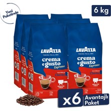 Lavazza Crema E Gusto Espresso Çekirdek Kahve 6'lı Avantajlı Paket | 1 kg x 6 Paket