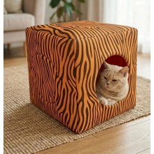 Petzen Bio Sand Biosand Pati Desenli Üç Fonksiyonlu Kedi Yatağı Kaplan D