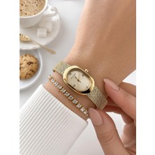 Dice Kayek Oval Mini Vintage Kasa Kadın Kol Saati Çelik Kordon 5 Atm Suya Dayanıklı+Bileklik  Dc.25