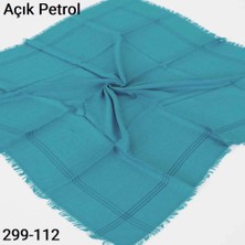 Soft İpek Soft Ipek Sim Şeritli Balık Sırtı Pamuk Eşarp (Açık Petrol) 299-112
