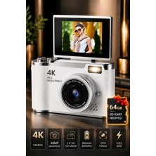 Seyutech 4K Dijital Fotoğraf Makinesi 48MP Flip Ekranlı 8x Zoom Flaşlı 64GB Sd Kart Hediyeli Selfie Video Vlog Kamerası