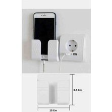 Nisibis Home Priz Yani Telefon Tutucu Beyaz Telefon Şarj Tutucu Yapışkanlı Duvara Monte