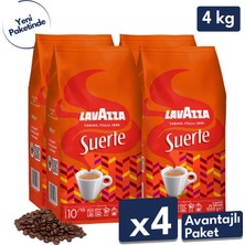 Lavazza Suerte Espresso Çekirdek Kahve 4'lü Avantajlı Paket | 1 kg x 4 Paket