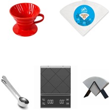Vestron Kahve Demleme Tanışma Seti V60 Homebarista | 5'li Set Vct 503 Red