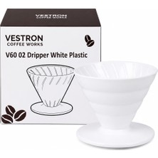 Vestron Beyaz V60 02 Dripper Beyaz Kahve Demleme Ekipmanı (White Plastic)